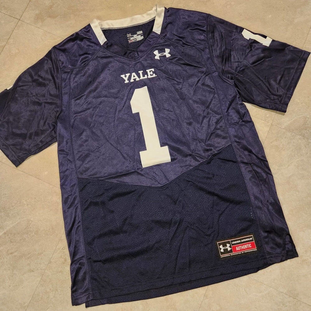 Under Armour Yale Navy Blue White #1 Football Jersey